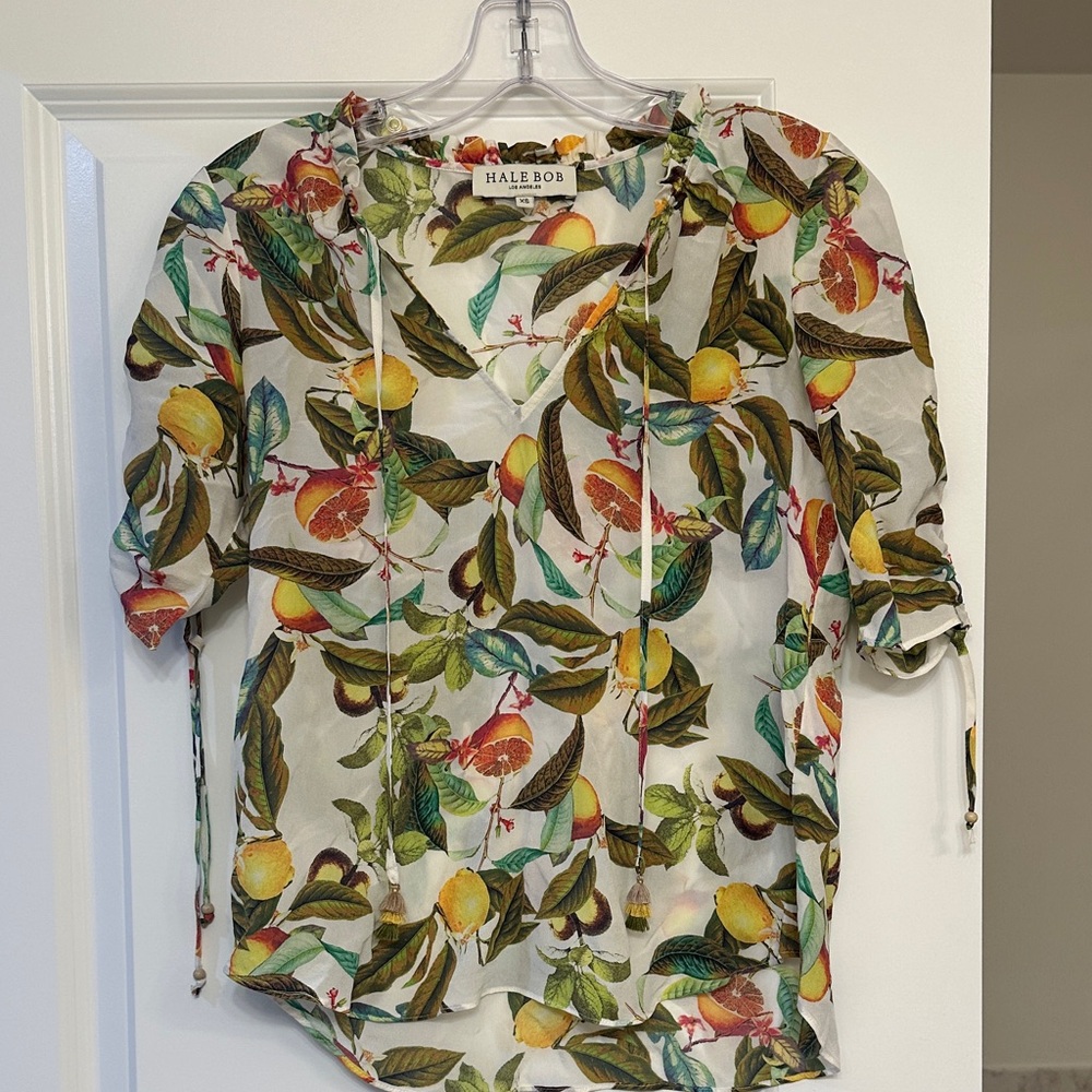 Hale Bob Women's Tropical Print Blouse - Green and Yellow